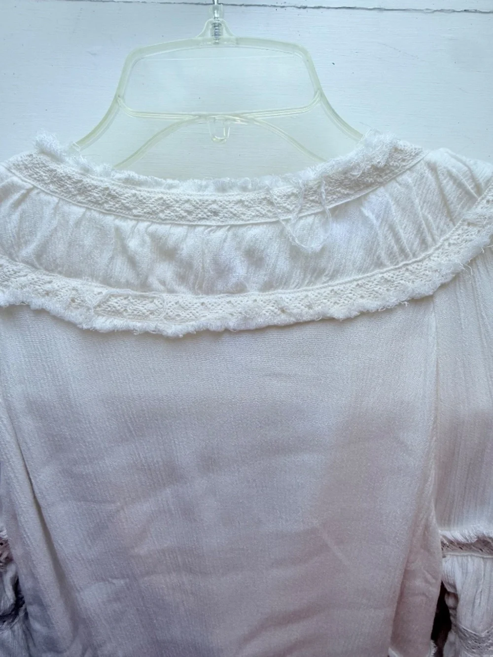 Free People Cassis Ivory Gauze and Lace Midi Dress Wedding Bohemian Size M